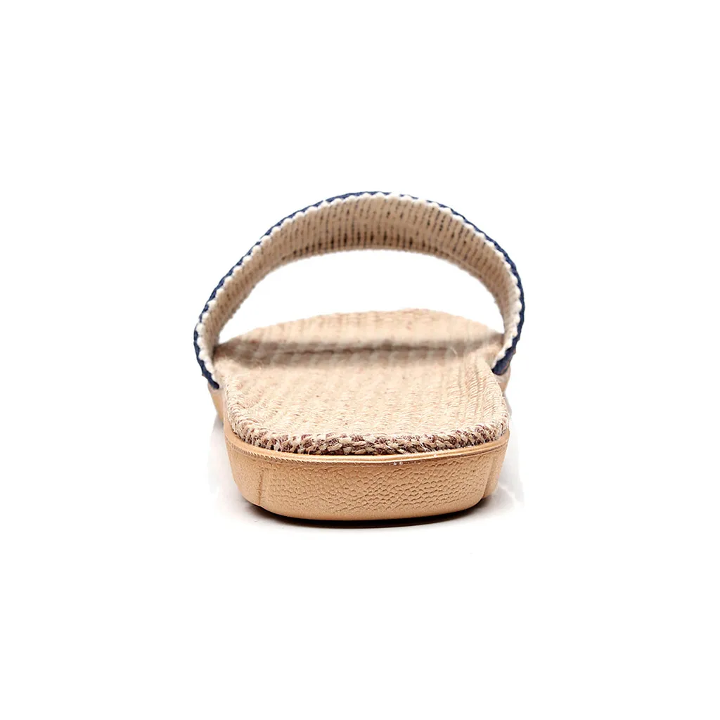 2020 Новые мужские модные Нескользящие льняные домашние туфли с открытым носком на