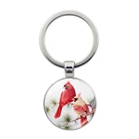 northern cardinal bird jewelry key ring key chain northern cardinal bird cabochon glass key ring key chain fashion creative gift