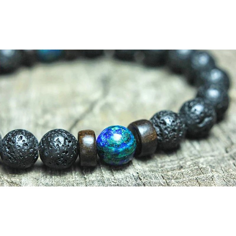 Браслеты в виде лавы бисера камня Chram браслет 8 мм Йога вулканический ретро камень