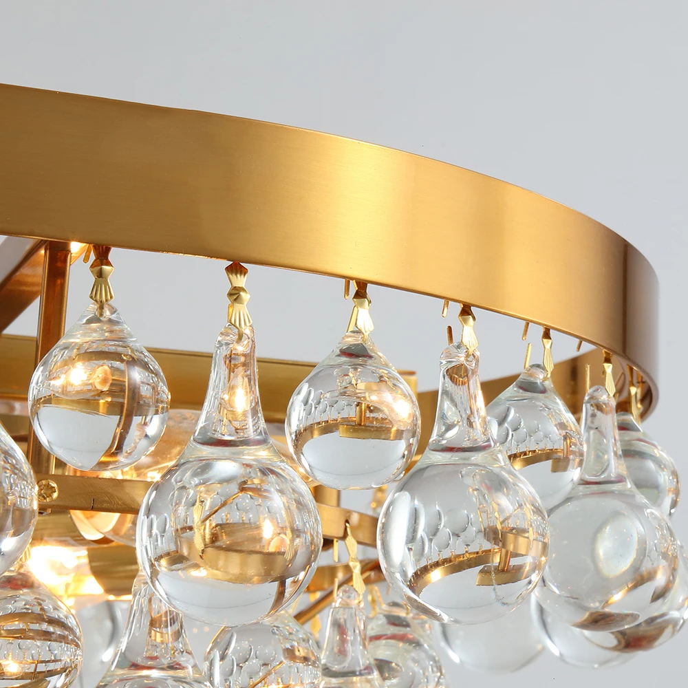 

Gold rectangle kitchen modern chandelier for living room dining room water droplet crystal lamp villa hall store light fixtures