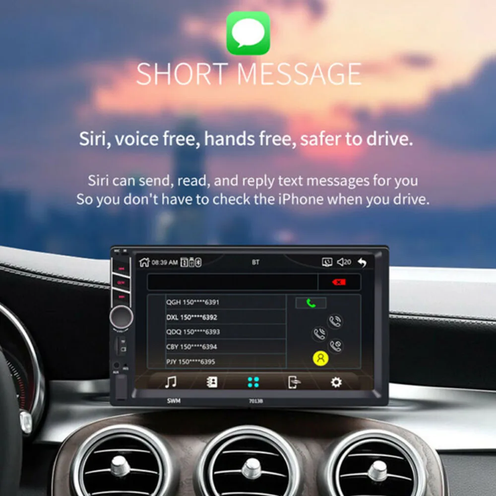 Автомагнитола Carplay 2 Din Bluetooth Android 7 &quotсенсорный экран видеоплеер MP5 USB TF стерео