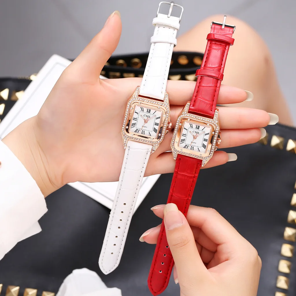 Часы наручные женские кварцевые с квадратным циферблатом люксовые