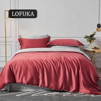 lofuka luxury women red gray 100 silk bedding set beauty duvet cover queen king flat sheet fitted sheet pillowcase best bed set