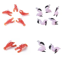 pandahall 5pcs swan lobster cute animal lampwork glass pendants charms for jewelry making necklace earrings diy crafts accessory