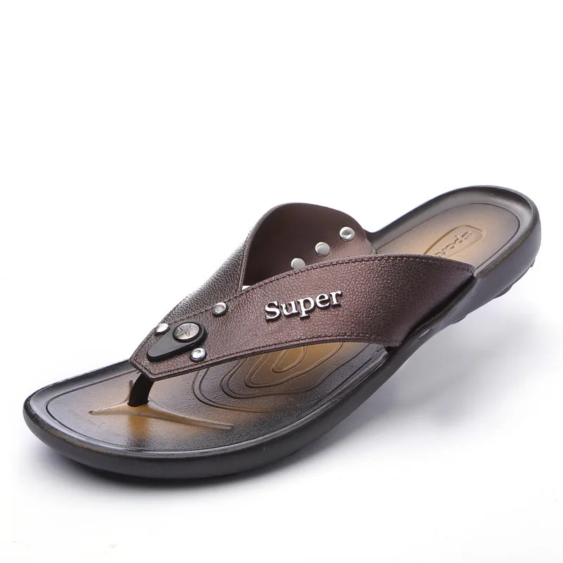 

Wholesale Men Slides Non-slip Man Flip Flops Confortable Mens Slippers Outdoor Man Shoes Beach Summer Slippers 2019