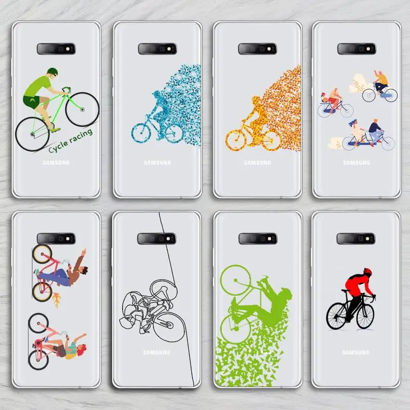 

Cycling sports Bicycle Bike Phone Case Transparent For Samsung Galaxy A S 7 8 11 21 50 30 81 51 90 5G 20 E Ultra M60S