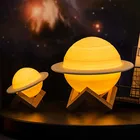 Лампа Сатурна с дистанционным управлением, 16 цветов, 3D печать, новый космический светодиодный светильник, ночник, беспроводная прикроватная Настольная лампа с планетой