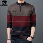 Новый брендовый Модный зимний теплый свитер, Мужская трикотажная одежда, Джерси на молнии, облегающий полосатый Повседневный пуловер, мужская одежда Y408