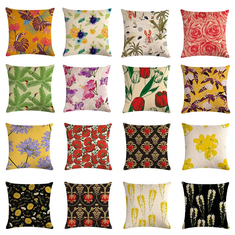 

Наволочка для подушки из хлопка и льна 45x45 см, домашний декор, наволочка для подушки с цветочным рисунком, наволочка для дивана