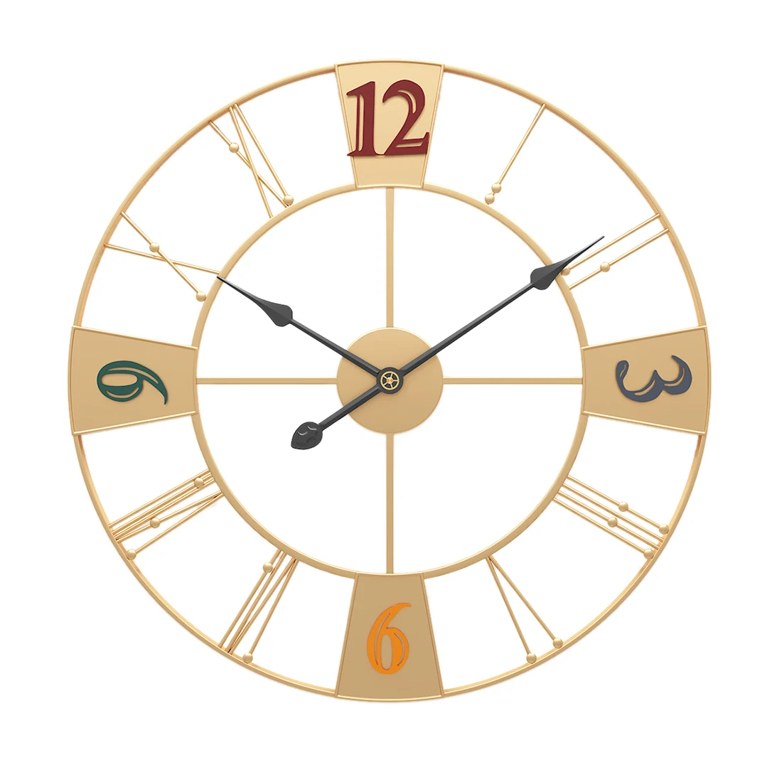 20 дюймов 50 см кованые железные настенные часы современный дизайн полые бесшумные