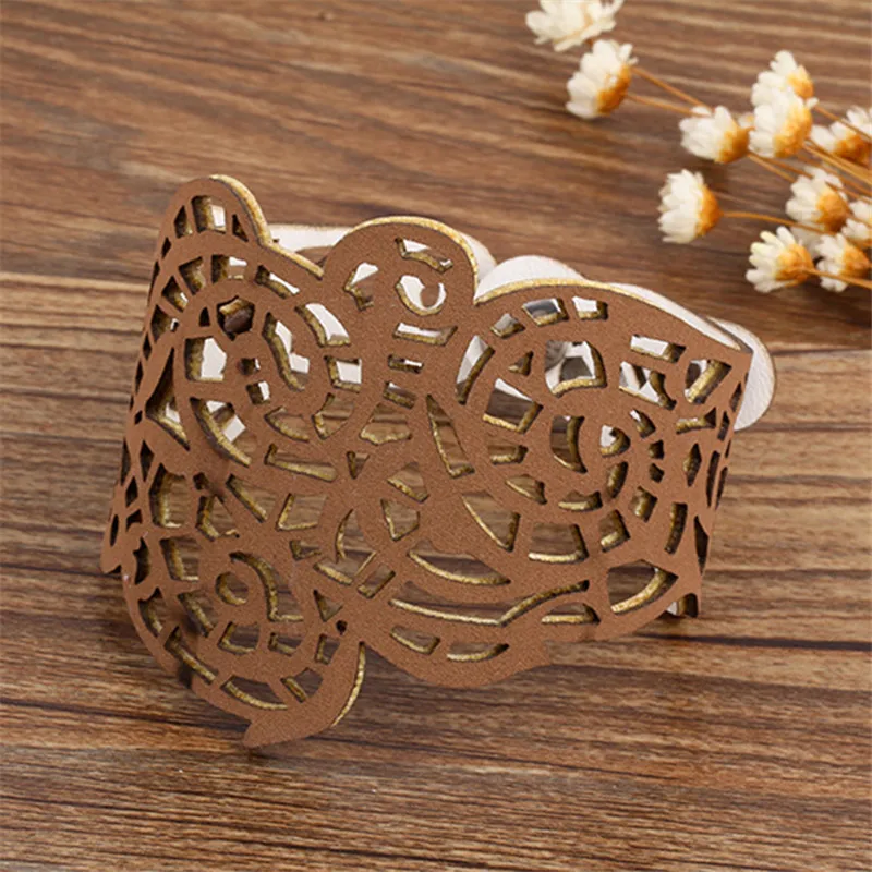 Женский кожаный браслет с полыми цветами Sangsy широкий геометрической формы