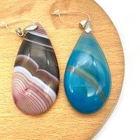 2pcspack natural agate stone pendants water drop shape diy for making necklaces accessions 30x58mm size 5 colors for choice