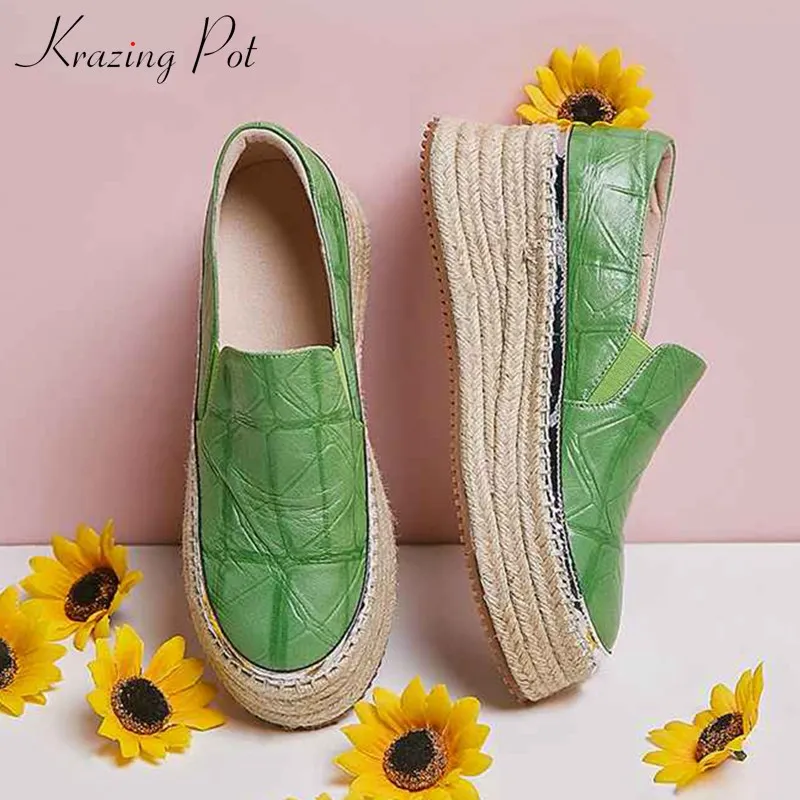 Туфли Krazing pot женские из овечьей кожи на толстой подошве с круглым носком