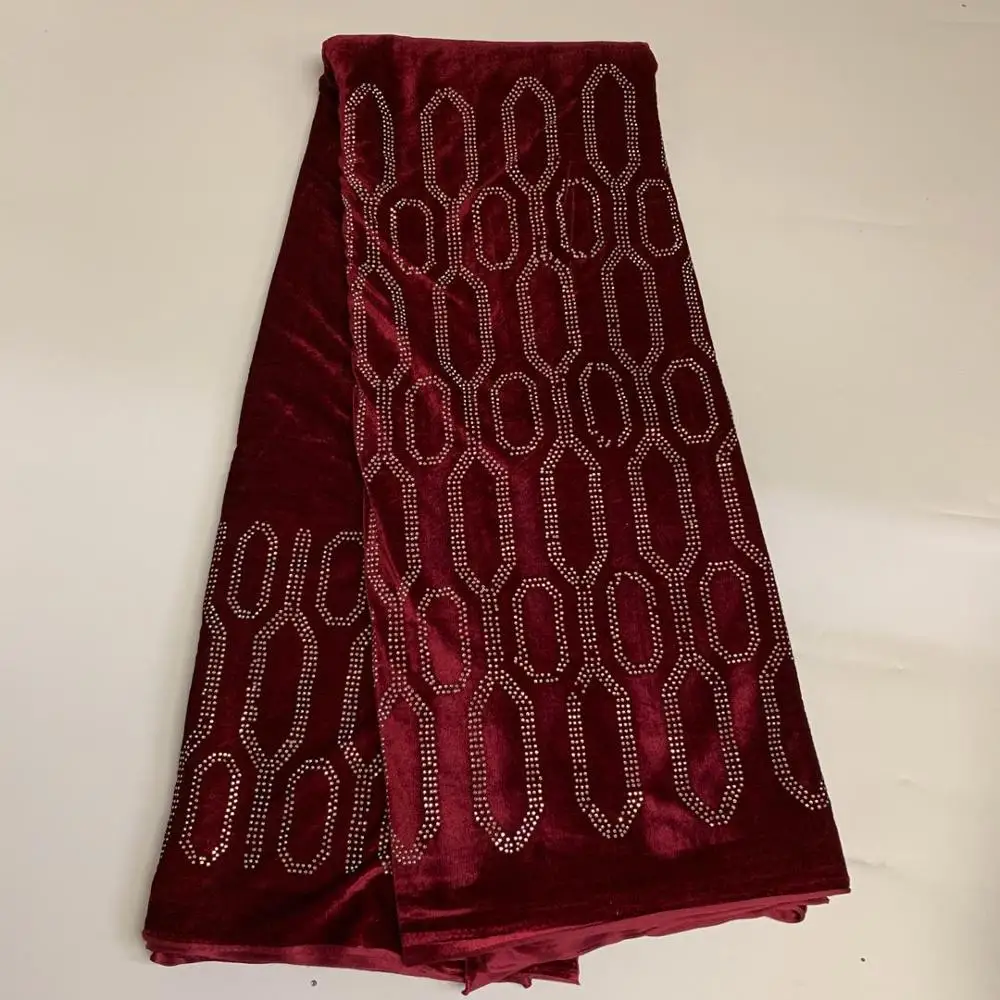 

African Velvet Lace fabric French Nigerian Velvet Lace Fabric 2020 High Quality Lace fabric With Stones For Wedding Party