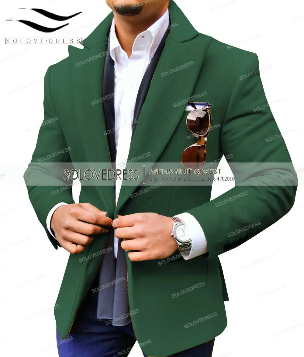 Dark Green Коричневый пиджак для мужчин, для отдыха, шерсть, твид, балзер, формальный, нотч, с отворотом, Бизнес Стиль, приталенный смокинг, Женихи, для мужчин, зимнее пальто - Цвет: Dark Green