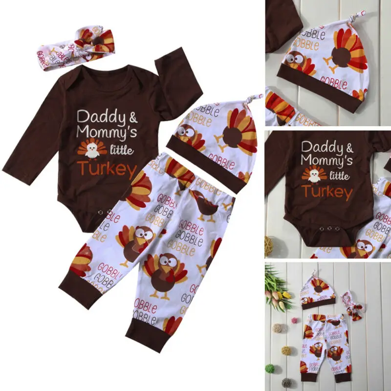 Emmababy ползунки «индейка» для новорожденных на День Благодарения, штаны, шапка, повязка на голову, комплект одежды