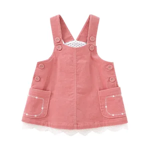 Purebornплатье для маленьких девочек; Весенне-осенняя одежда для малышей; Комбинезоны с подтяжками; Платья с кружевным вельветовым карманом и хлопковой подкладкой