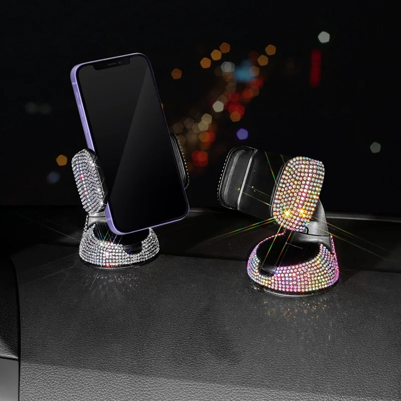 universal crystal car phone holder sucker rotating mobile phone clip air outlet buckle for car mobile phone rhinestone stand free global shipping