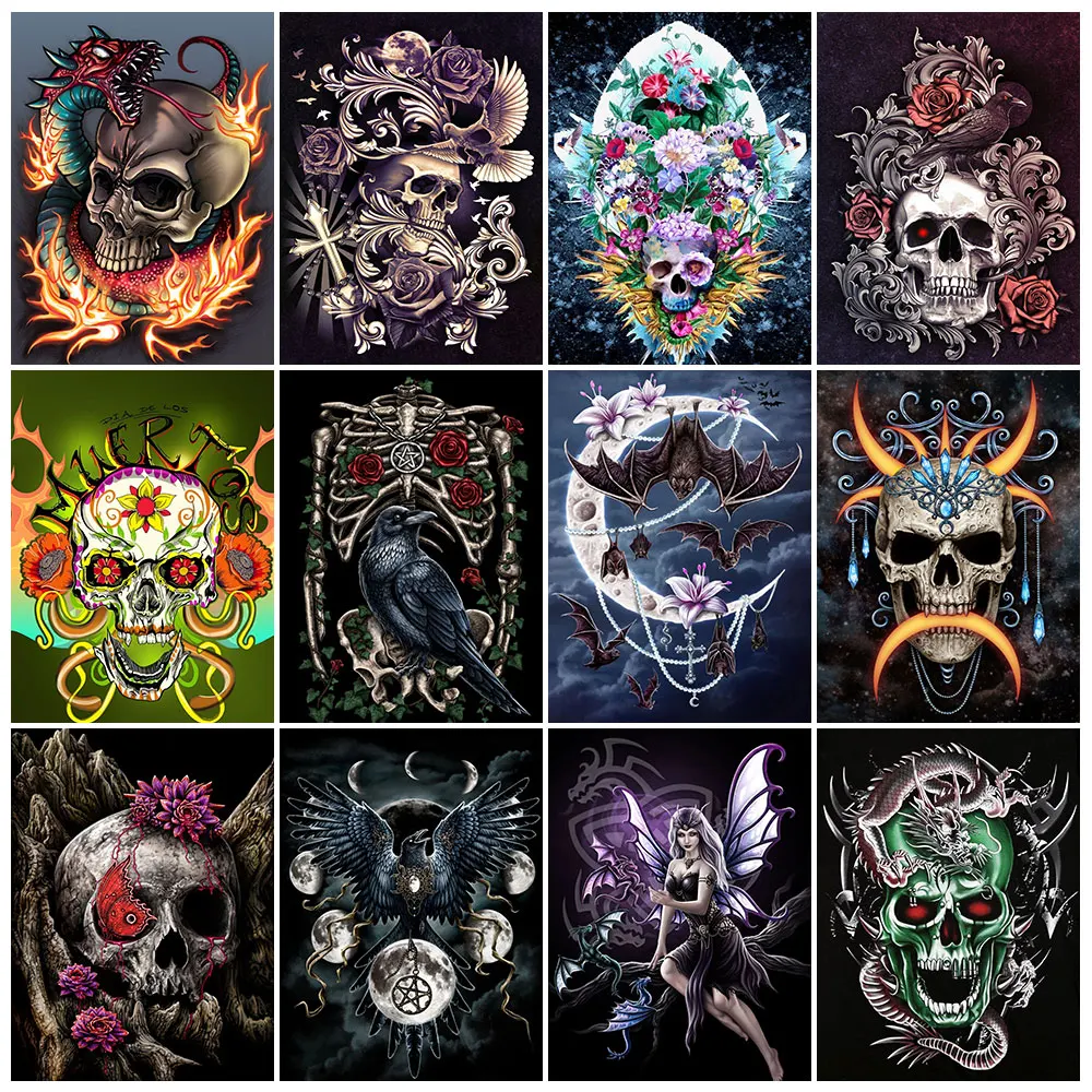 Алмазная 5D картина сделай сам на Хэллоуин череп готический скелет мозаика