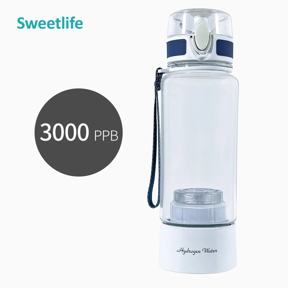 

Up to 3000ppb Sports Hydrogen Rich Water Generator Bottle 3000mAh Large Battery DuPont SPE/PEM Dual Chamber H2 Water Ionizer