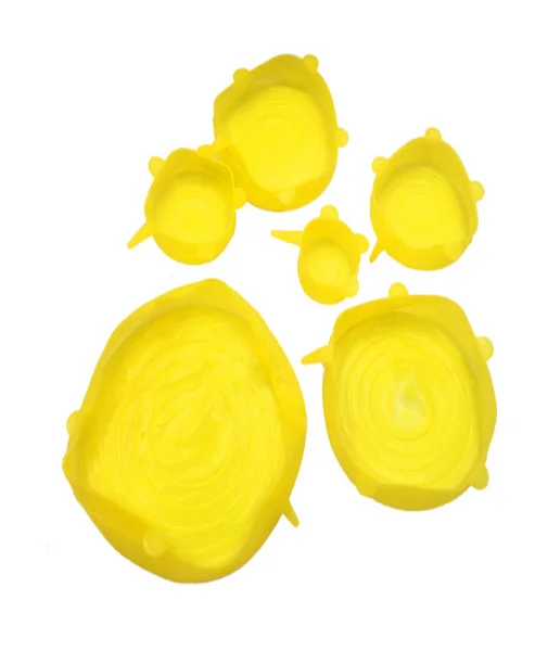 yellow Homies 6 шт. Мягкая силиконовая крышка пищевая чаша крышка для чайника сковорода универсальная силиконовая крышка для кухонная посуда кухонный аксессуар - Цвет: yellow