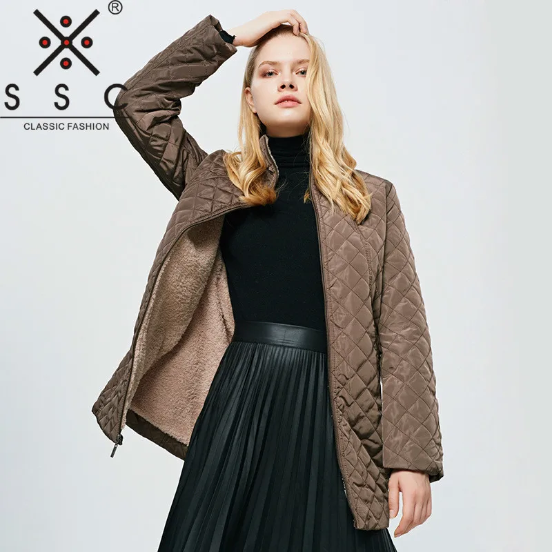 Весенне-осенняя Женская парка в клетку однотонная короткая женская куртка с