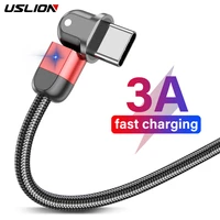 uslion type c usb cable usb c 3a fast charge for samsung s10 s9 plus xiaomi huawei usb c mobile phone data cable 180 rotation