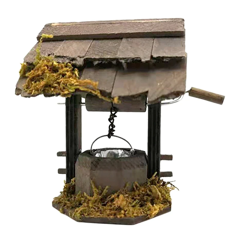 

1/12 Miniatures Dollhouse Garden Model Wooden Gallery Well For Dollhouse Decoration Accessories