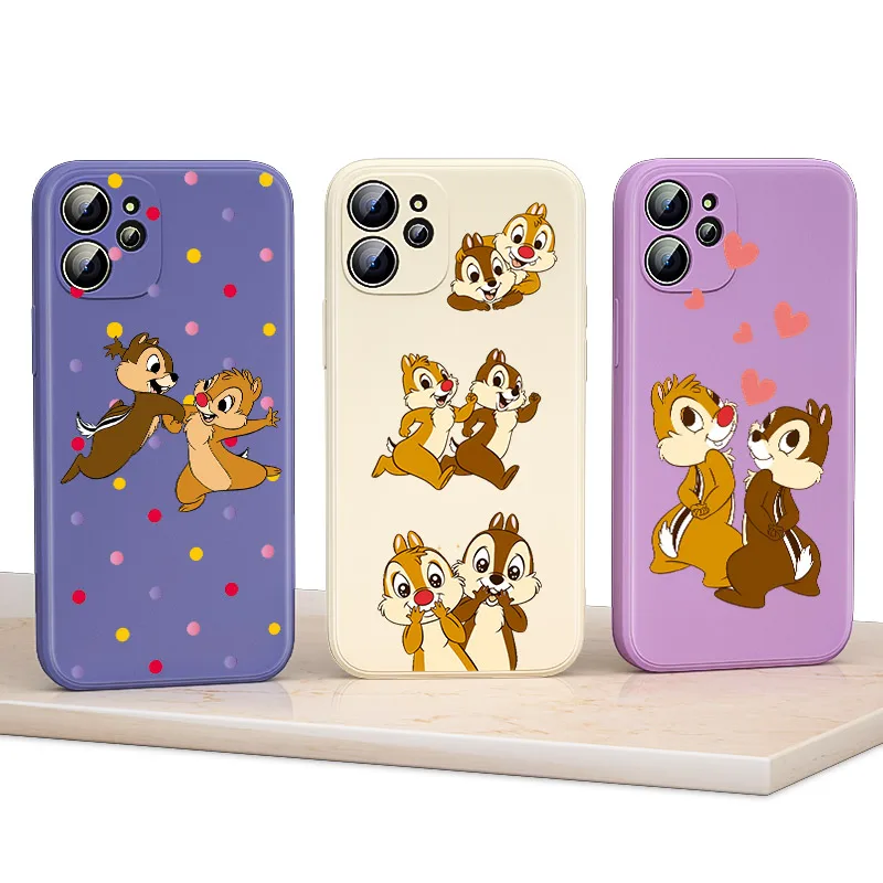 Мягкий чехол из жидкого силикона с милым чипом и Дейлом для Apple IPhone 13 12 Mini 11 Pro XS MAX XR