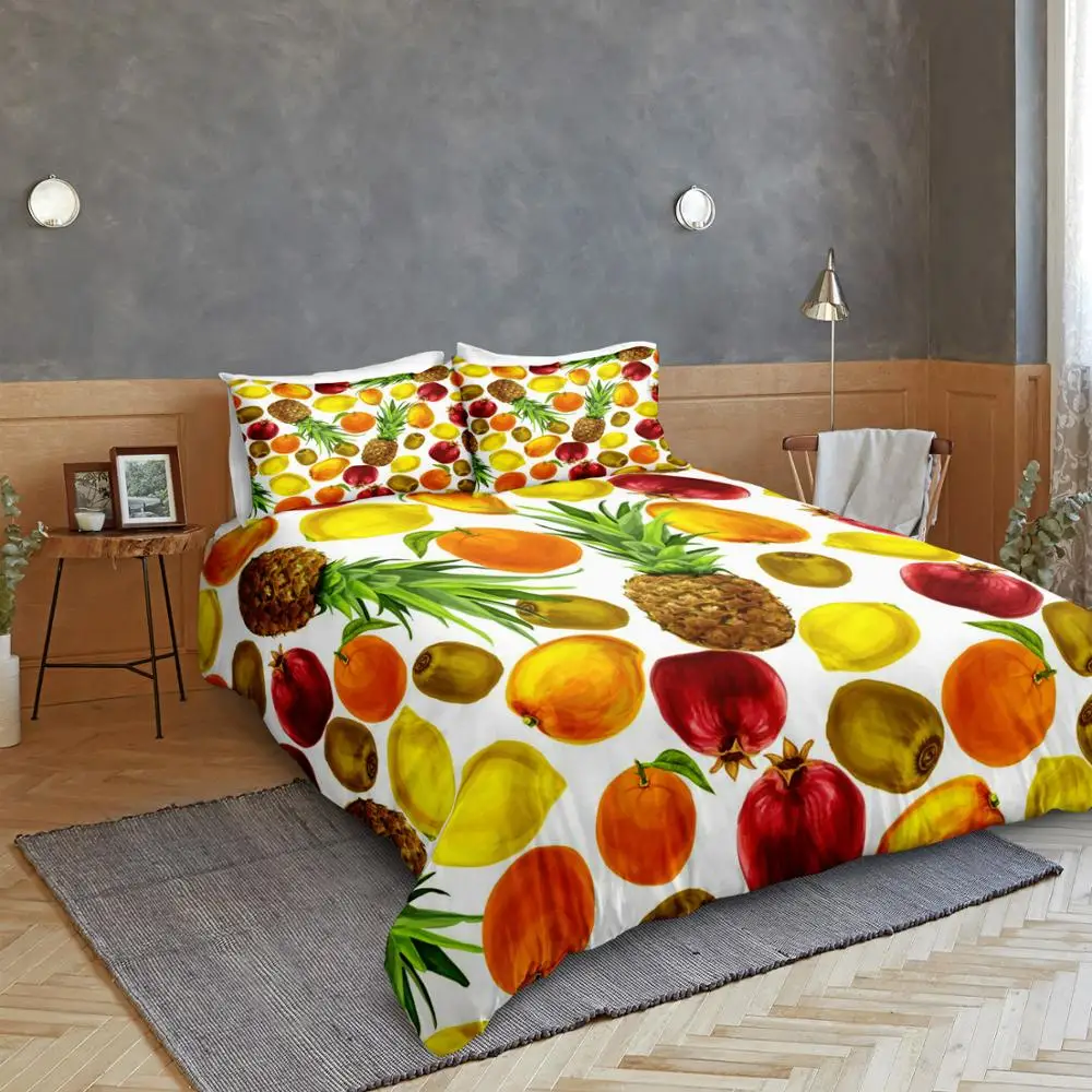 Набор постельного белья с тропическими фруктами красочный комплект