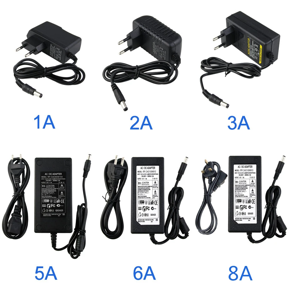 

DC12V 1/2/3/5/6/8A Switch Power Supply Adapter For LED Strip 12V 5.5mmx2.5mm Output Lighting Transforme Adaptor 12W-100W