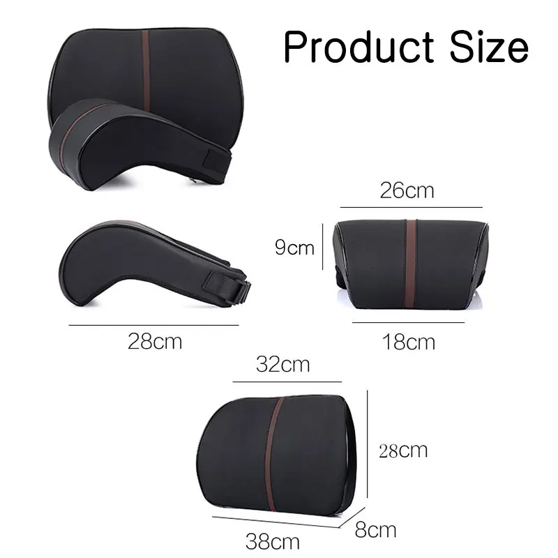 Автомобильная подушка для шеи 3D из пены с эффектом памяти прочная Кожаная