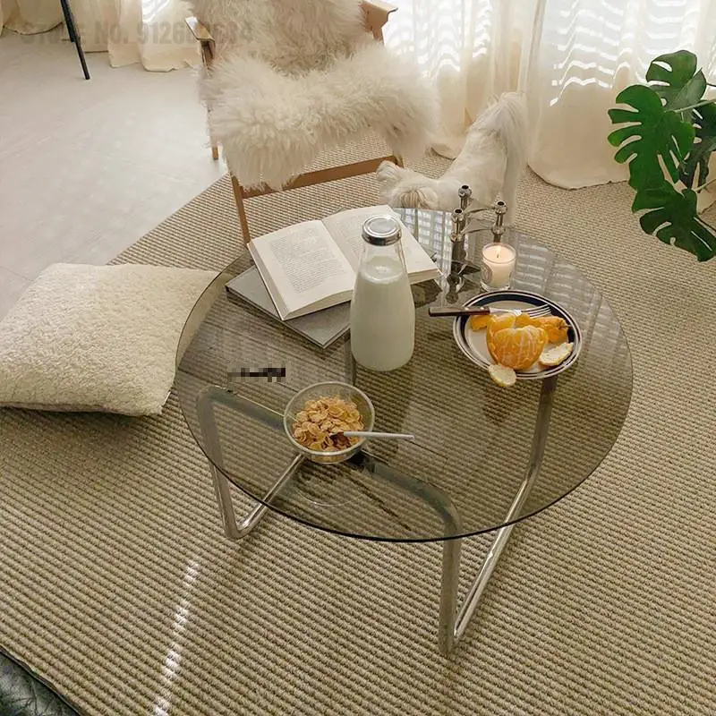 Стеклянный журнальный столик в скандинавском стиле прозрачная домашняя мебель