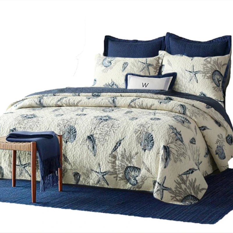 1 шт. покрывало для кровати в деревенском стиле + 2 наволочек синее одеяло из