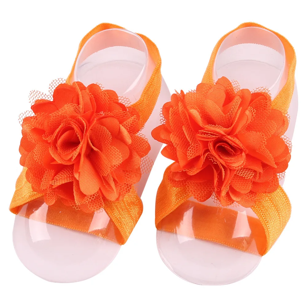 

Cute 2pcs/pair Newborn Toddler Satin Mesh Flower Barefoot Sandals Baby Kids Children Infant Photo Props Birthday Gifts
