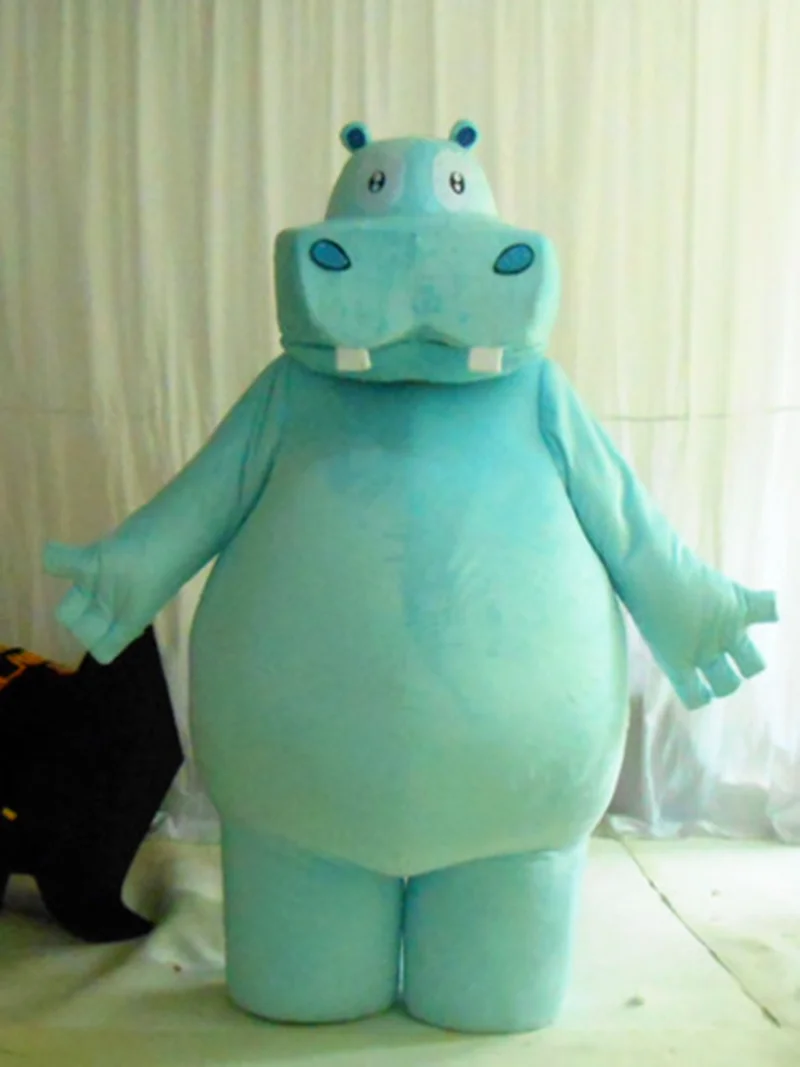 

Cosplay Blue Hippo Mascot Costume Halloween Suits Animal Party Dress Adult Xmas