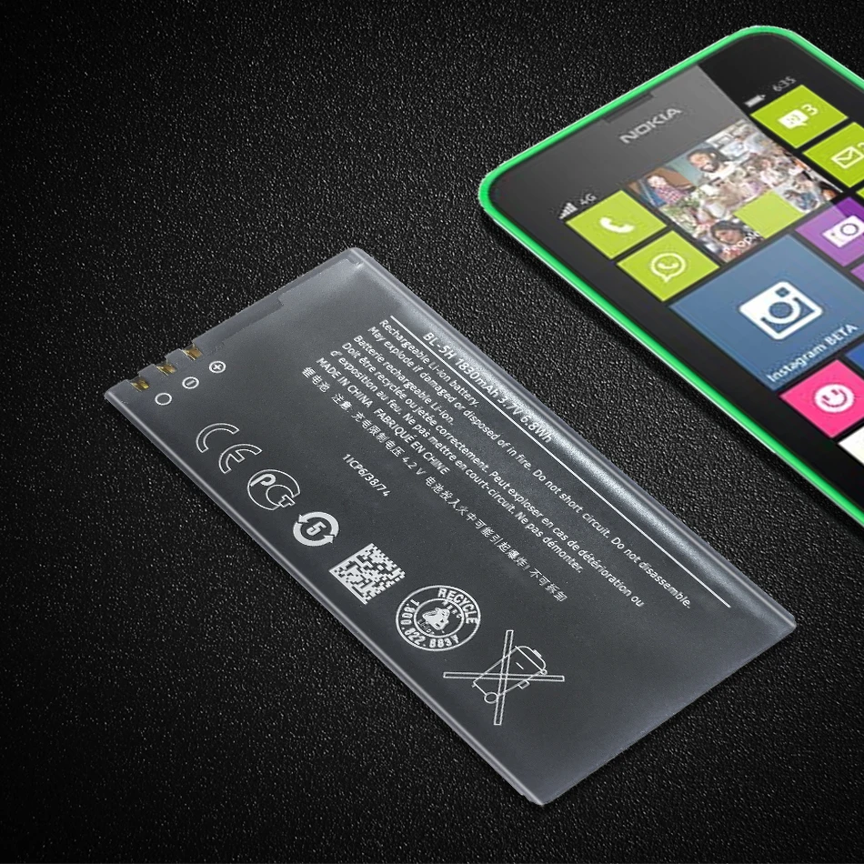 Батарея BL-5H чехол с подставкой и отделениями для карт Nokia Lumia 630 Lumia630 RM-977 RM-978