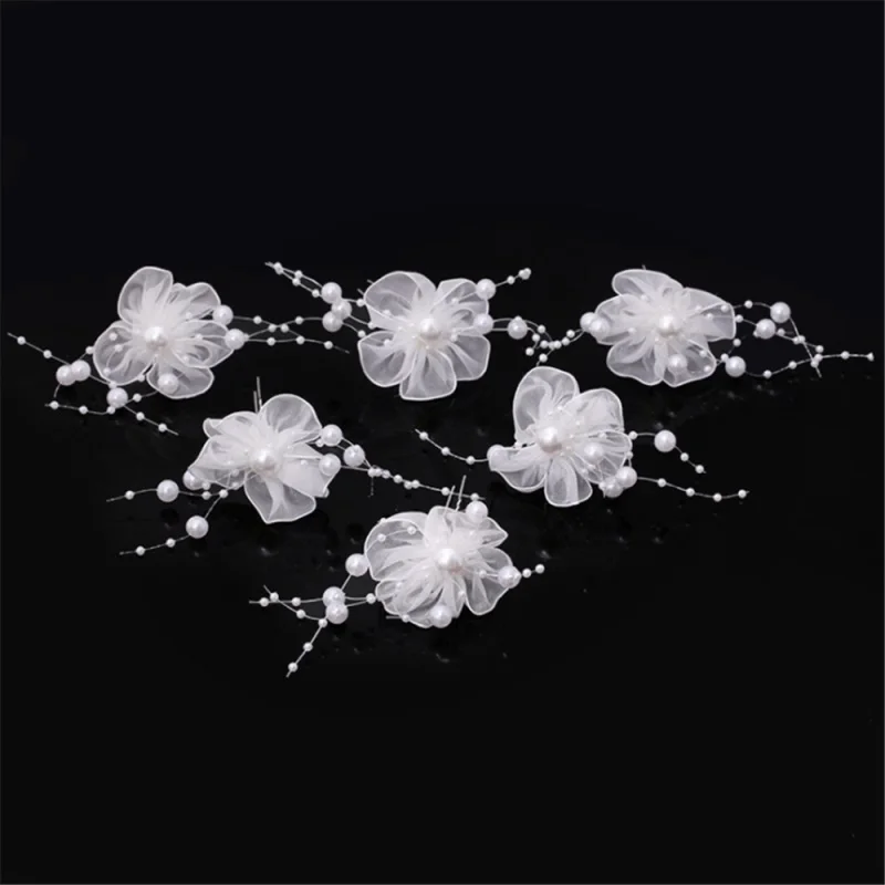 1pcs Bridal Wedding Red White Lace Pearl Flower Hair Pin Clip Handmade Headpiece For Women Girls Party Jewelry |