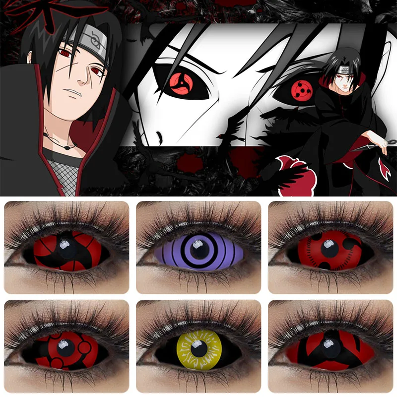 Цветные линзы для косплея склера контактные 22 мм глаз Sasuke Kakashi Шаринган контакты