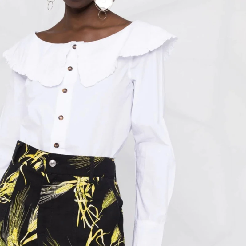 

DEAT 2021 Spring And Autumn Fashion Casual Single Breasted Shirt With Lapel Long Sleeve Solid Color Slim Top Women SL658