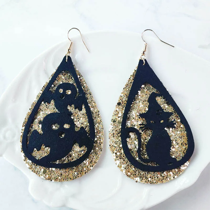 Крутые серьги на Хэллоуин для женщин и девушек креативные кожаные с тыквой лидер