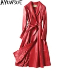 Женская кожаная куртка AYUNSUE, длинная куртка из натуральной овчины, весна-осень, DJN811, 2020