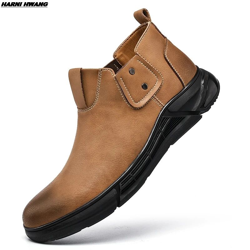

Men's Martin Boots High Quality Genuine Leather Retro Men's Winter Desert Boots Lace-up Measure Zipper Men's Shoes Size 38-46
