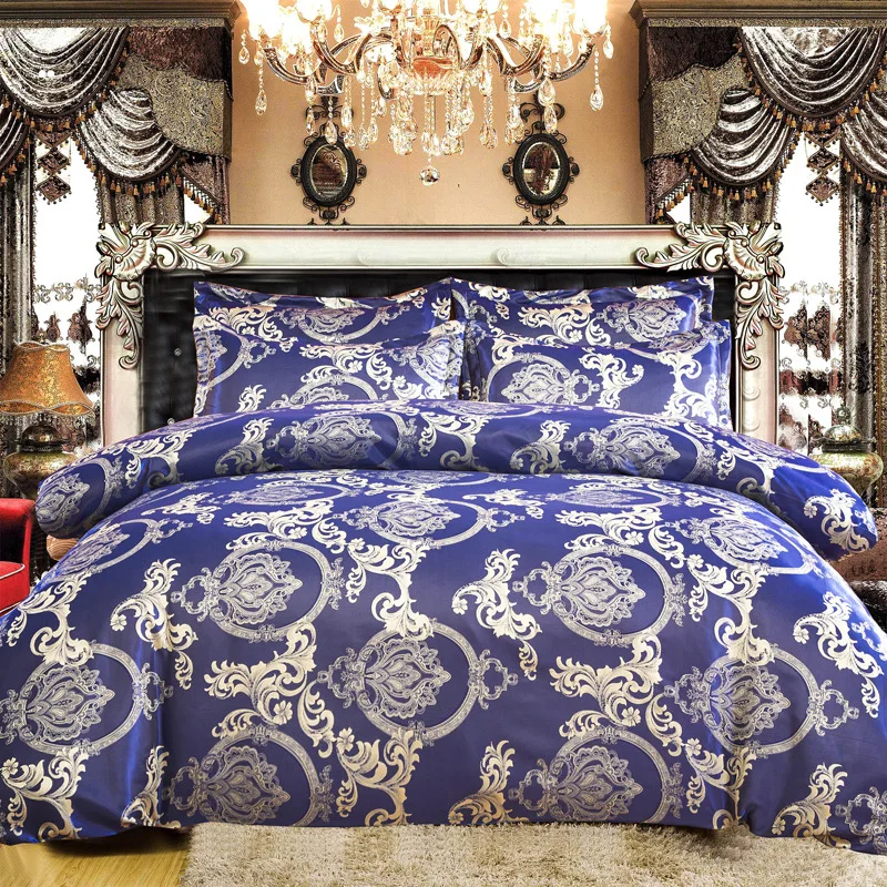 Luxury 2/3pcs Duvet Cover Set Satin Jacquard Bedding Sets with Zipper Closure 1 Quilt + 1/2 Pillowcases US/EU/AU Size | Дом и сад