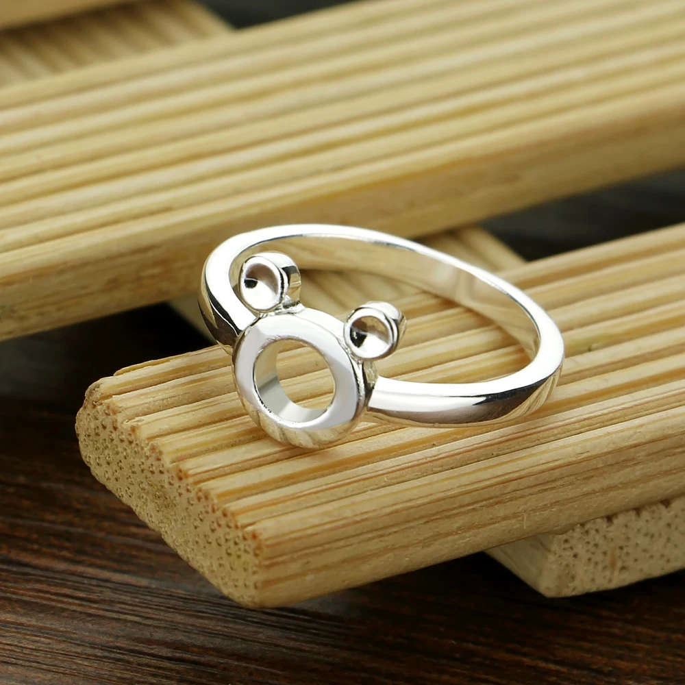 Женское серебряное кольцо с Микки хвостом не вызывает аллергии выцветает