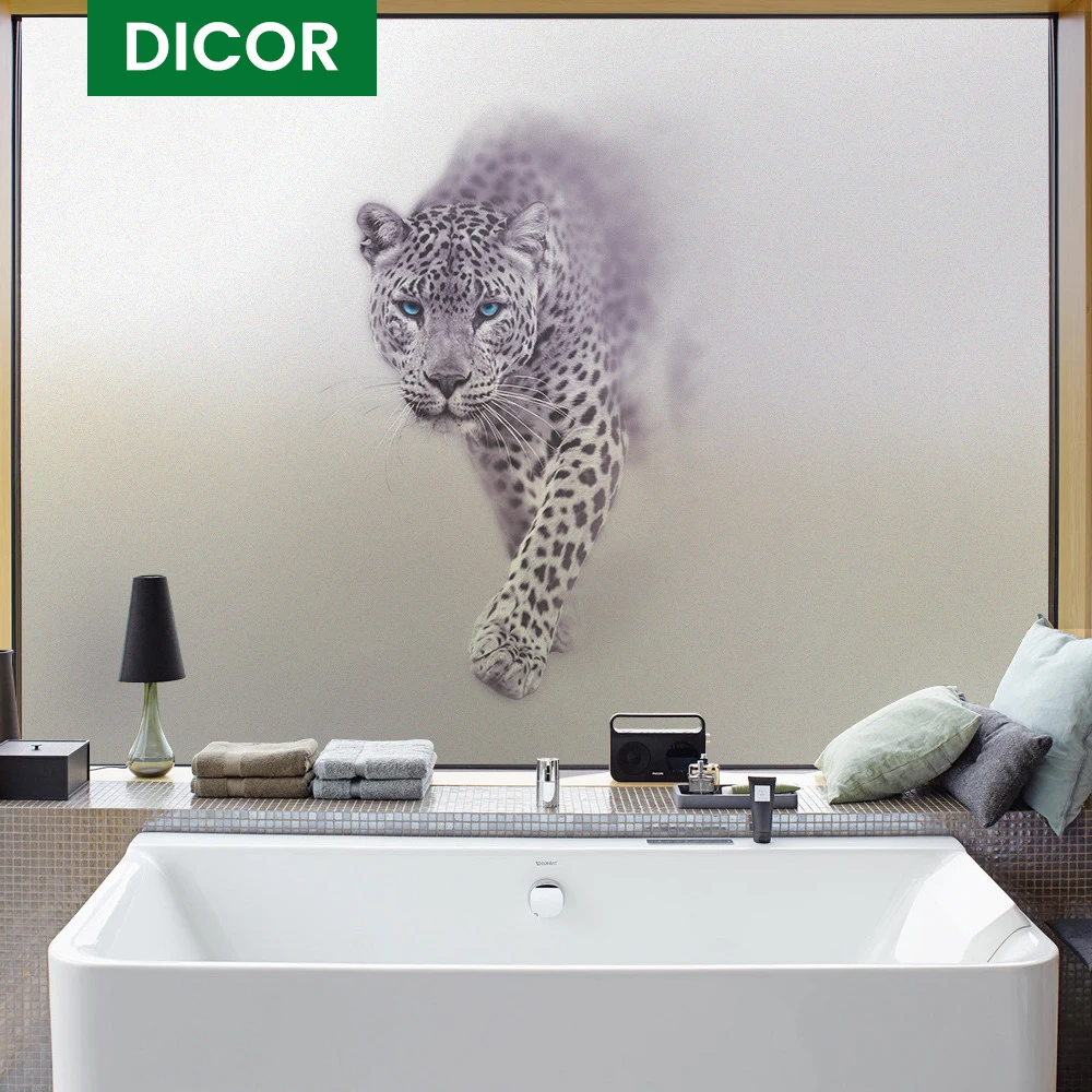 

Top Business Frosted Window Film Privacy Sticker No Glue Window Sticker Stained Glass Opaque 3D Leopard Elk Horse Raamfolie 2020