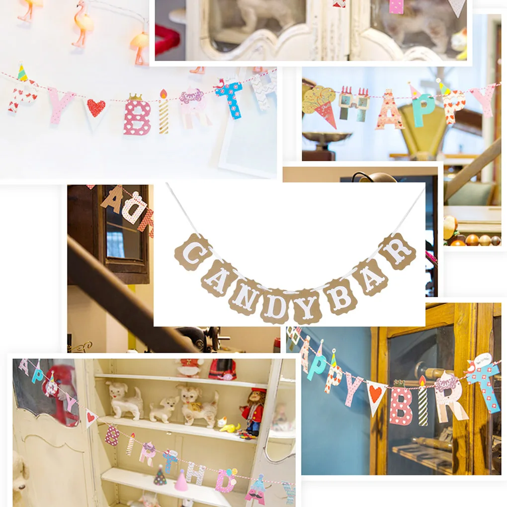 Настенное украшение для конфет баннер на день рождения гирлянда из крафт бумаги