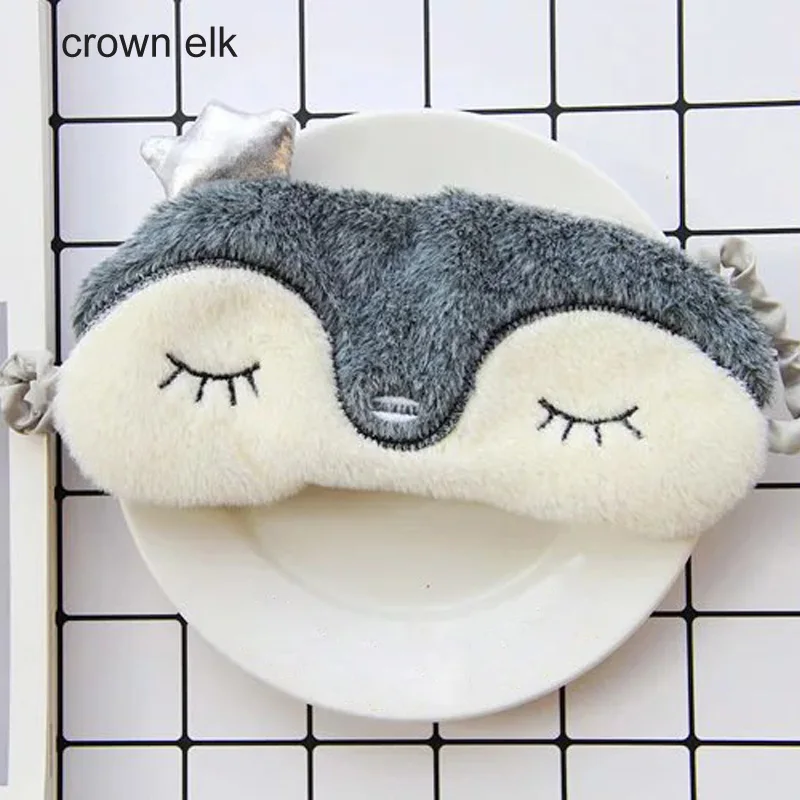 crown elk 1 мультяшная маска для сна с изображением животных, маска для глаз, детская маска для сна, милые очки с животными, плюшевая ткань, предметы для дома - Цвет: crown elk