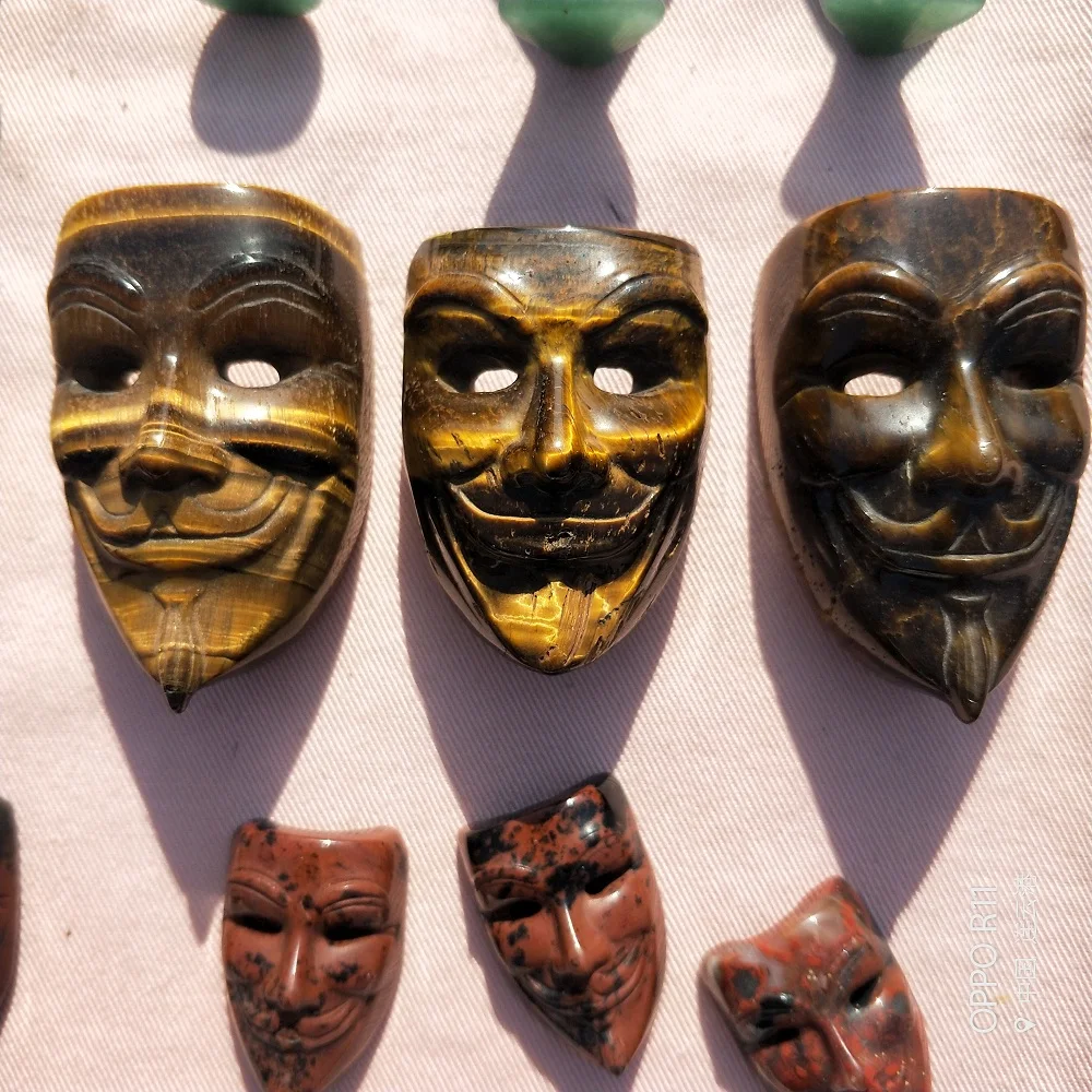 Натуральный тигровый глаз Кристалл череп маска ручной резной фэн шуй Исцеление