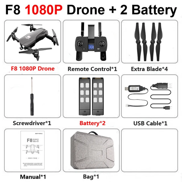 F8 gps Дрон с двухосевой антивибрационной самостабилизирующейся подвеской Wifi FPV 1080P 4K камера бесщеточный Квадрокоптер - Цвет: F8 1080P 2B BAG
